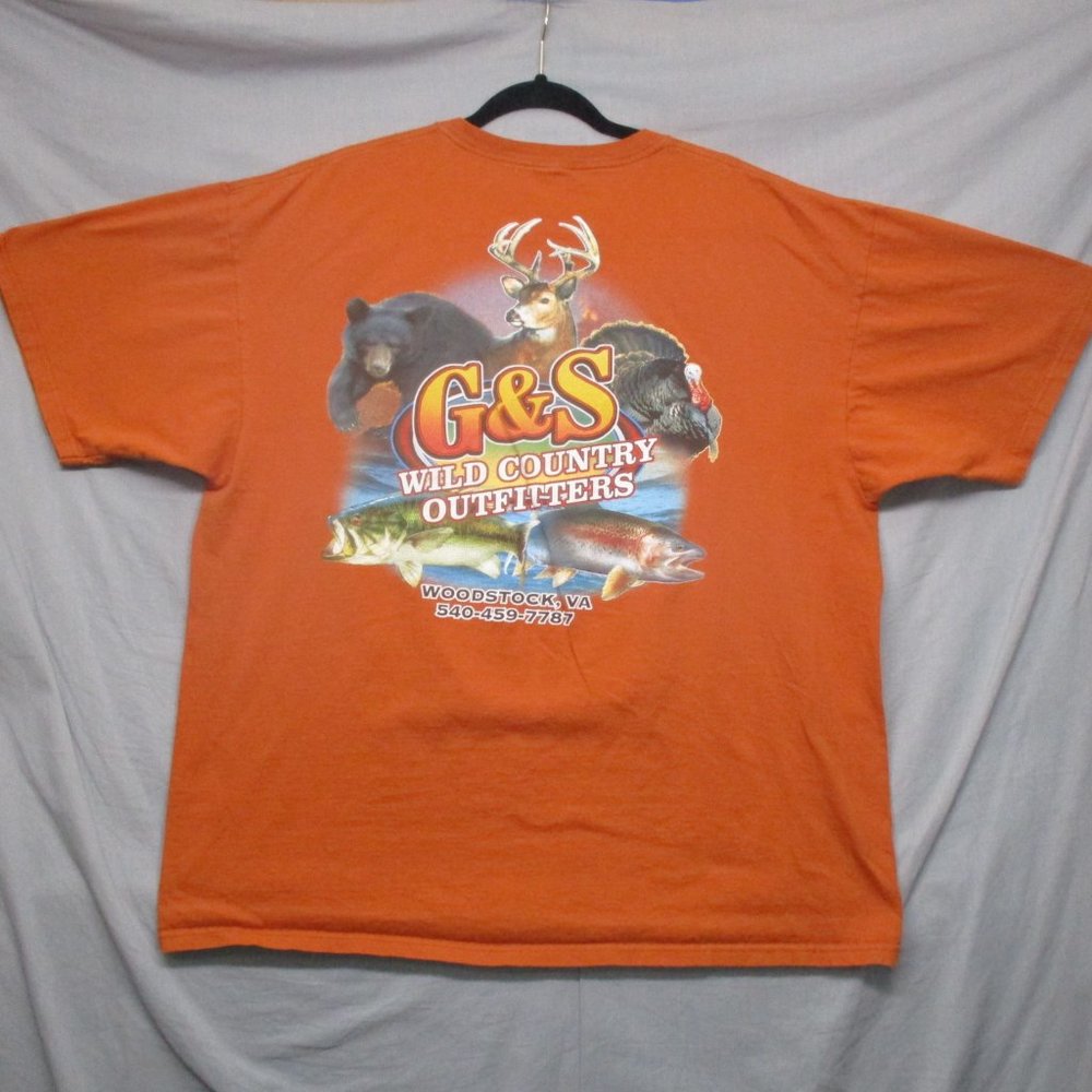 Vintage G&S Wild Country Outfitters Graphic Print T-Shirt Orange Men Size | 2X